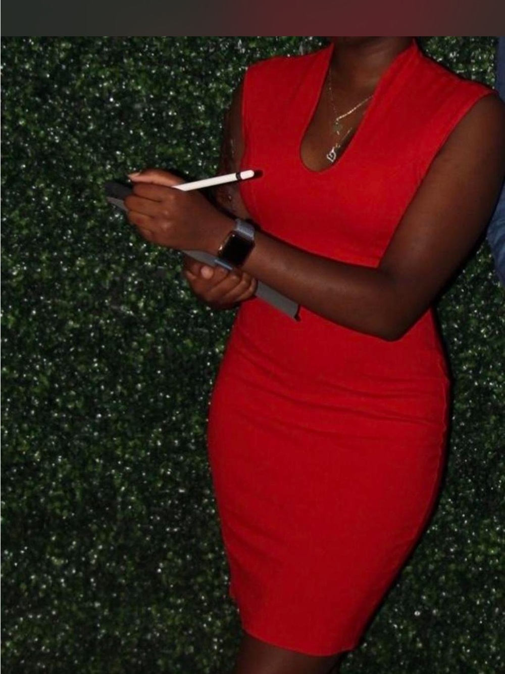 Sleeveless Red Midi Dress - Classic Bodycon